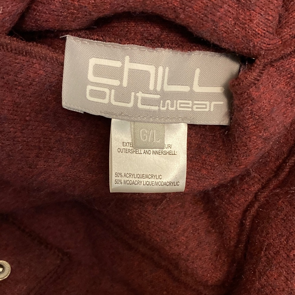 Long Reversible Teddy Coat in Burgundy with Faux Fur Trim - Picture 10 of 14